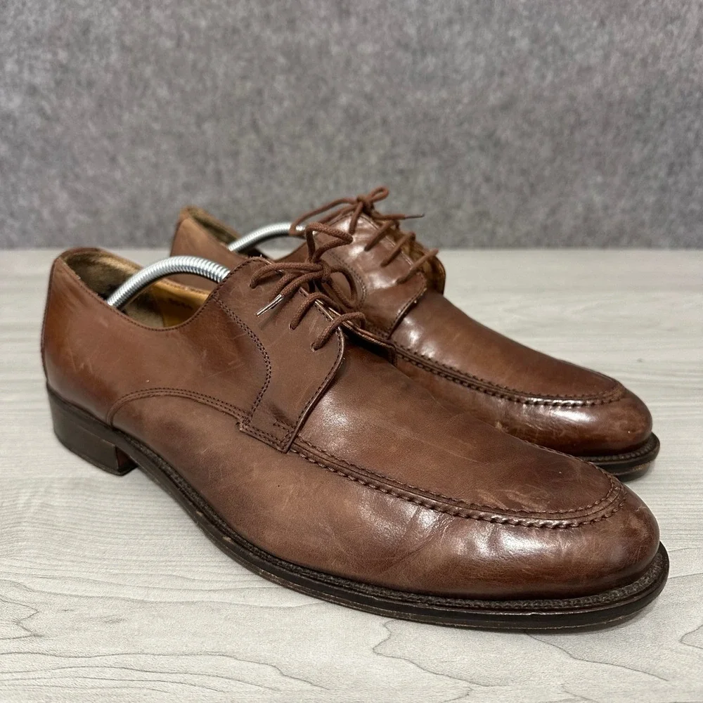 Mercanti Fiorentini Apron Toe Derby Mens 12 Brown Leather Dress Shoes 5559 Italy